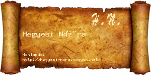 Hegyesi Nóra névjegykártya